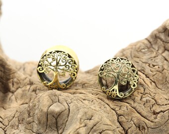 1x brass tunnel, Treeoflife, brass earplug, tunnel, flesh tunnel, plugs tree of life, brass plugs, stretcher, 16 mm plugs, plug, tree of life