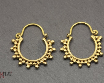 Small brass earrings, India style, brass earrings