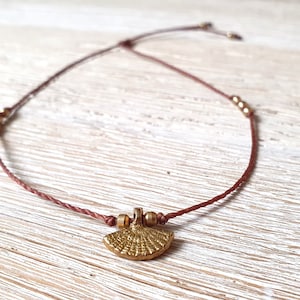 Brown anklet, brown anklet, brass anklet, golden anklet with brown, festival anklet, hippie anklet shell