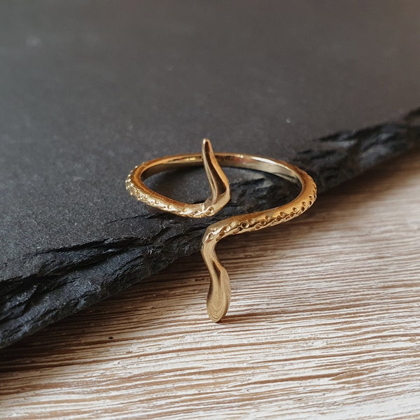 Anillo serpiente, anillo serpiente dorado, anillo serpiente, serpiente como anillo ajustable, anillo serpiente, anillo serpiente filigrana