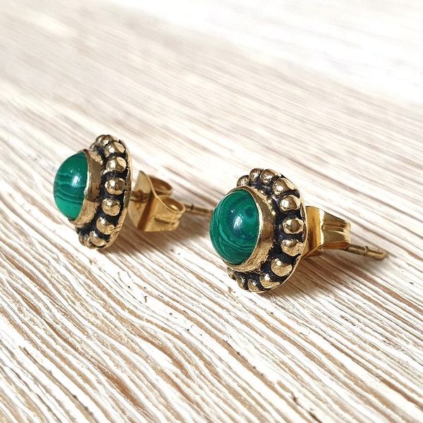 Petites boucles d’oreilles en pierre précieuse, boucles d’oreilles en pierre de lune, boucles d’oreilles en malachite, boucles d’oreilles en pierre, pierre bleue, boucles d’oreilles en pierre bleue