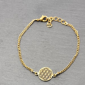 Brass bracelet flower of life, brass bracelet adjustable with flower of life, gold-colored bracelet, flower of life bracelet brass, boho