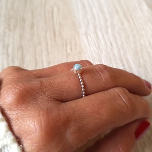 Larimar silver ring, silver ring with Larimar, Larimar stone, narrow ring with Larimar stone, simple silver ring with Larimar, minimalist