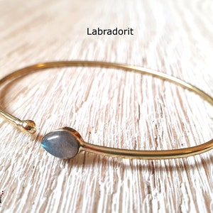 Bangle with stone, moonstone bangles, golden bangle, delicate bracelet, subtle bangle, minimalist bangle, dainty bangle image 7