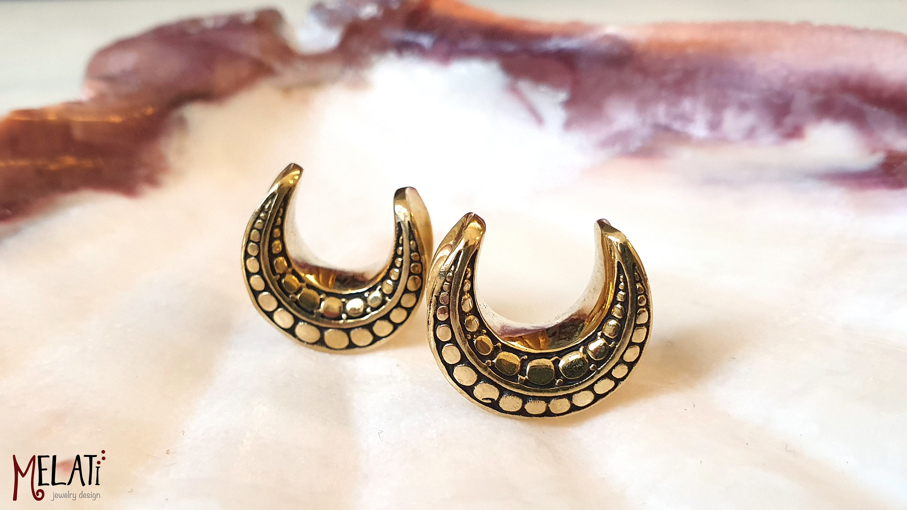 1x bouchon en laiton, civière, civière d'oreille, bouchons en laiton, bouchon d'oreille de 12 mm, tunnel 12 mm, extenseur de 8 mm pour oreille, civièr