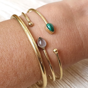 Bangle with stone, moonstone bangles, golden bangle, delicate bracelet, subtle bangle, minimalist bangle, dainty bangle image 2