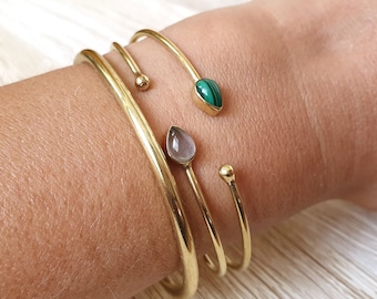 bangle with stone, rose quartz bangle, gold bangle, delicate arm jewelry, subtle bangle, minimalist bangle, dainty bangle