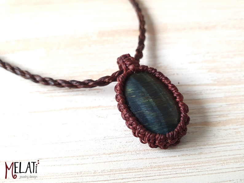tiger eye brown macrame necklace men/'s necklace Brown necklace with tiger eye macrame necklace with stone hippie necklace tiger eye chain pendant