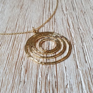 Gold-plated 925 silver chain with spiral, gold chain with spiral pendant, gold chain with spiral, geometric chain pendant