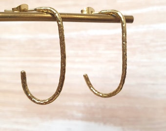 Golden geometric studs, fine long earrings, minimalist earrings, brass earrings, fine studs, simple earrings fine