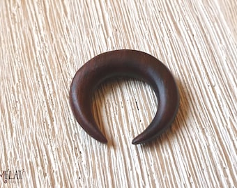 1x Holztunnel, Halbmond Plug aus Holz, Stretching, Flesh-Tunnel aus Holz, Earplug, Holzdehner, 6mm, Holzdehner, Gauges wood