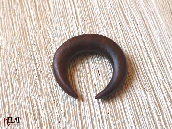1x Holztunnel, Halbmond Plug aus Holz, Stretching, Flesh-Tunnel aus Holz, Earplug, Holzdehner, 6mm, Holzdehner, Gauges wood