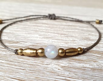 Fine bracelet with moonstone, lucky bracelet with moonstone, friendship bracelet, bracelet moonstone, filigree moonstone bracelet