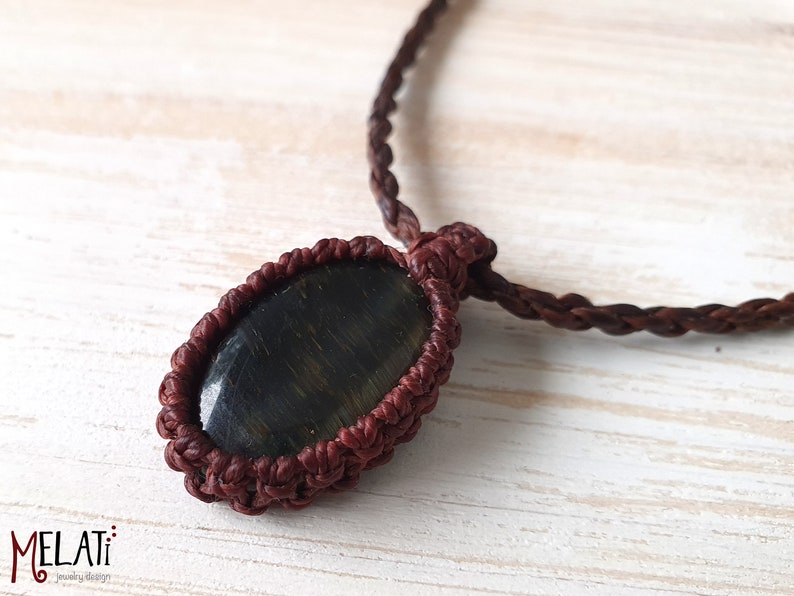 tiger eye brown macrame necklace men/'s necklace Brown necklace with tiger eye macrame necklace with stone hippie necklace tiger eye chain pendant