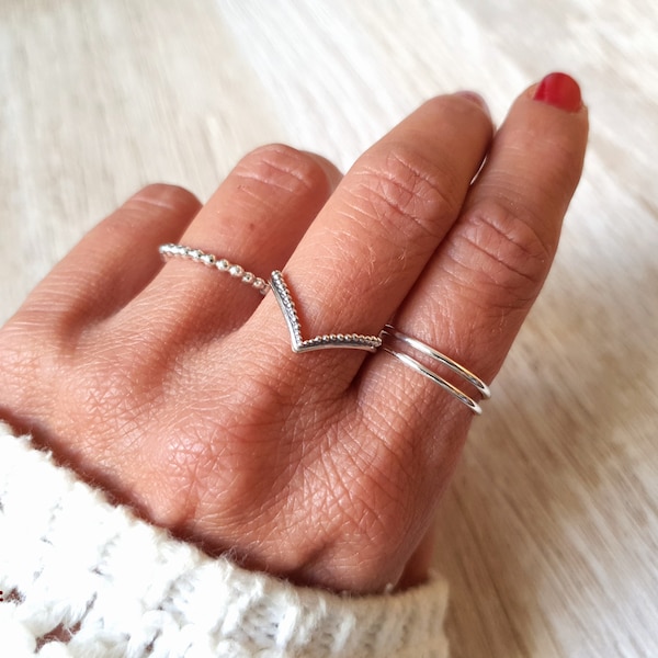 Finger ring, stacking ring, silver ring, double ring silver, double ring, filigree silver ring, silver double ring, narrow silver ring,