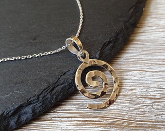 925 sterling silver chain with spiral pendant, chain with spiral, silver chain, chain with symbolic pendant, fine silver spiral chain