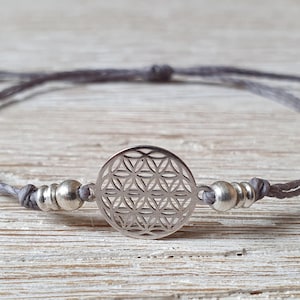 Green bracelet with flower of life made of silver, mandala bracelet, silver bracelet, filigree bracelet with silver flower of life, Flower of Life