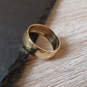 Simple hammered gold brass ring, hammered ring, gold ring, simple ring, wide ring