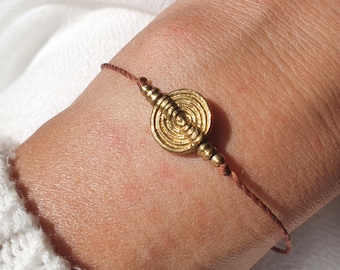 Dainty bracelet, spiral bracelet, boho bracelet, fine pearl bracelet, ethnic bracelet, lucky charm bracelet, golden pearl bracelet