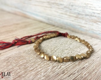 Brass bracelet, gold bracelet, bracelet with beads, bracelet with small beads, hippie bracelet, boho bracelet, bracelet gold