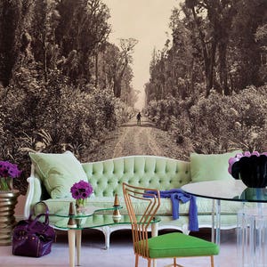 Forest Road  Removable Wallpaper, Wall Covering, Repositionable, Wall Mural, Self Adhesive, Peel And Stick, Reusable, Mural #93