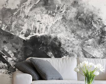 Papel pintado removible con paisaje montañoso abstracto, revestimiento de pared, autoadhesivo, reutilizable, calcomanía de pared, mural, decoración n.° 82