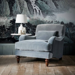 Ink And Wash Landscape Painting Wall Mural, Chinoiserie, Art, Mountains, Waterfall, Nursery Wallpaper, Peel and Stick, Self adhesive #33