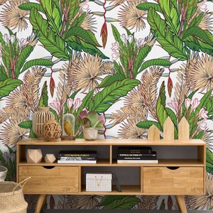 Wieder ablösbare Tapete Dschungel, Aquarell, Paradies, Blatt, Monstera, Wandbehang, Tapete, Wandbehang #128