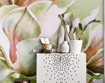 Fabulous Magnolia Flowers Removable Wallpaper, Nature Mural, Flower, Floral, Peel And Stick, Wall Covering, Wall Decor, Wall Mural #59