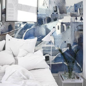 Santorini View Island Of Greece, Landscape Wallpaper, Peel and Stick, Wall decal, Removable wallpaper, Reusable, Self adhesive, Wall #20