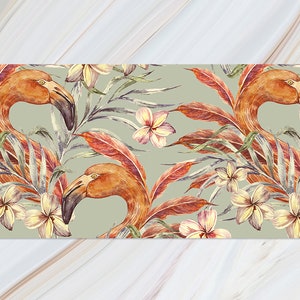 Classic Portrait Flamingo Desk Mat Design, Orange Gaming Room Decor, Beige Desk Mat Design, Topical Computer Desk Mat, Mouse Pad Gamming