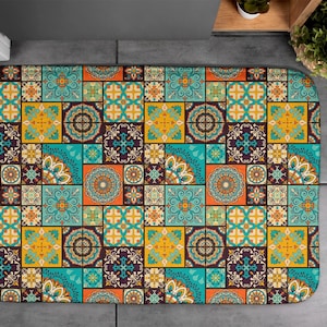 Artistic Pattern, Colorful Geometric Patterns, Soft Mat, Orange, Bath Rug, Floor Decoration, Toilet, Designer Carpet