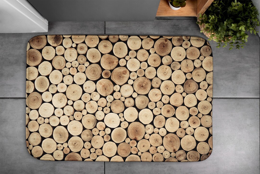 Wooden Logs, Soft Mat, Natural Pattern, Brown, Bathroom Rug ...