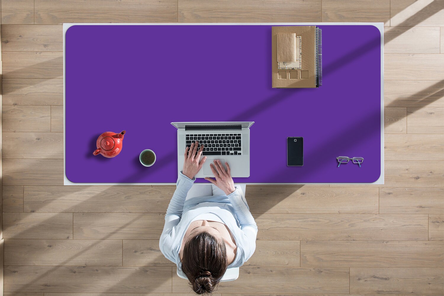 Purple Blue Desk Mats on Top of Desks, Purple Desk Accesories, Plum ...