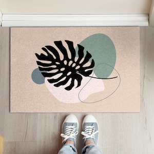 Fern Leaf Welcome Mat, Personalized Doormat, Fall Doormat, Beige Entrance Mat, Floral Pattern