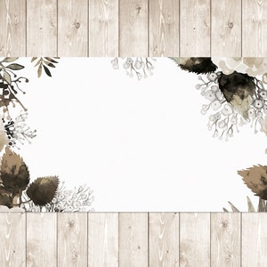 Sepia Hydrangea Desk Mat Design, Beige Desk Pad Protector, White Office Decor, Flowers Mouse Pad, Kids Room Decor, Housewarming Gift