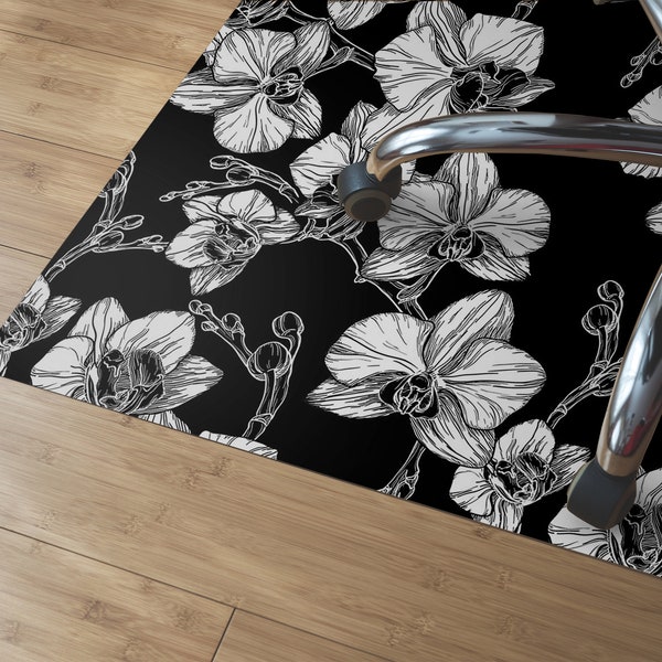Vinyl Floor Mat Black and White Etsy