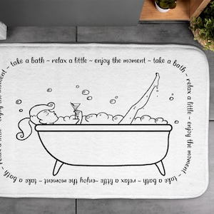 White, Relaxing In A Bathtub, Soft Mat, Modern Bathroom Mat, Cartoon Pattern, Small Space, Nonslip Rug, Decor