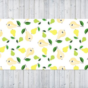 Flat Pears Illustration Desk Mats On Top Of Desks, Beige Desk Accesories, Green Keyboard Pad, Fruits Office Decor, Kids Room Decor