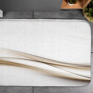 Wave Abstraction, Soft Mat, Artistic Pattern, White, Small Carpet, Bath Rug, Decor, Designer Mat