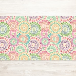 Decorative Indian Pattern Desk Mat Gaming, Pink Desk Cover, Yellow Desk Protector, Oriental Mouse Pad, Kids Room Decor, Housewarming Gift
