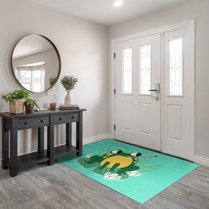 Sweet Frog Front Door Mat, Personalized Doormat, Cute Doormat, Animal Pattern, Entrance Mat Green