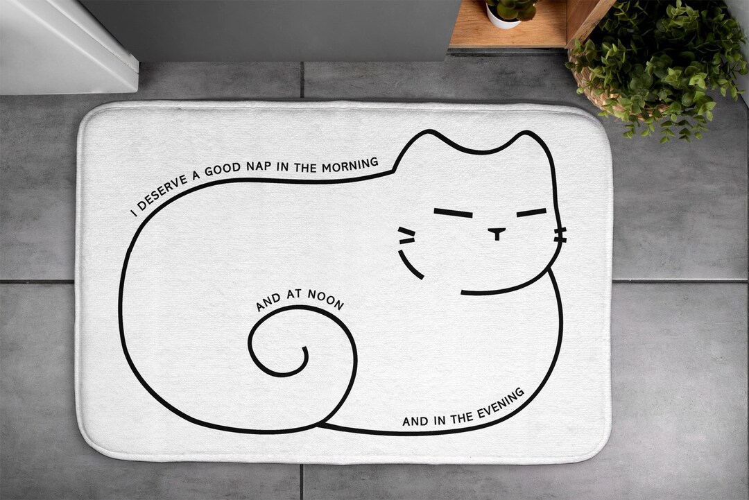 Loaf Cat, Soft Mat, Kids Pattern, White, Elegant Design, Floor Decor ...