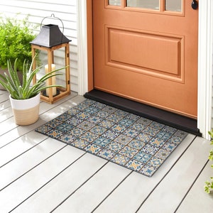 Geometric Ornaments Outdoor Mat, Brown Welcome Mat, Abstraction Entrance Mat, Non-Slip Doormat, Personalized Doormat, Cute Doormat