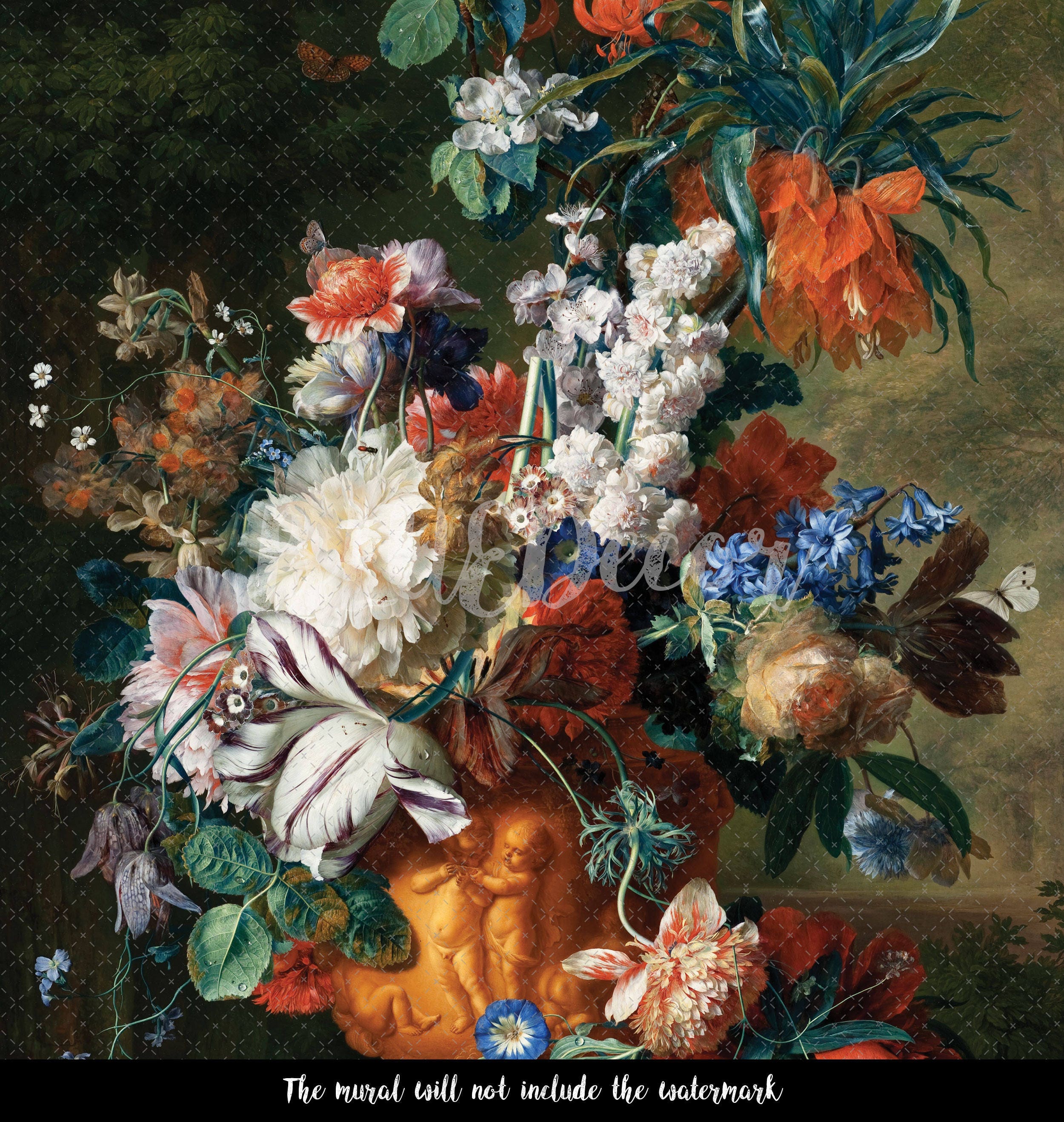 Dutch Floral Removable Wallpaper Rose Mural Peel and Stick Etsy