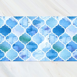 Blue Watercolor Azulejo Desk Mat Gaming, Blue Keyboard Mat, White Desk Mat Gaming, Tile Desk Decor, Kids Room Decor, Decorative Mat