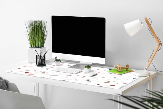 Granite Stone Desk Mat Pink Desk Cover Gray Desk Protector Mosaic Mouse Pad Mouse Pad Gamming Gift Idea Designer Desk Mat Home Office Etsy UK