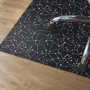 Constellations Chair Mat, Dark Gray Vinyl Floor Mat, White Kids Room Decor, Galaxy Pet Friendly, Birthday Gift