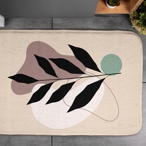 Beige, Soft Mat, Leaf, Bathroom Rug, Plants Pattern, Non-Skid, Contemporary Carpet, Floor Decor