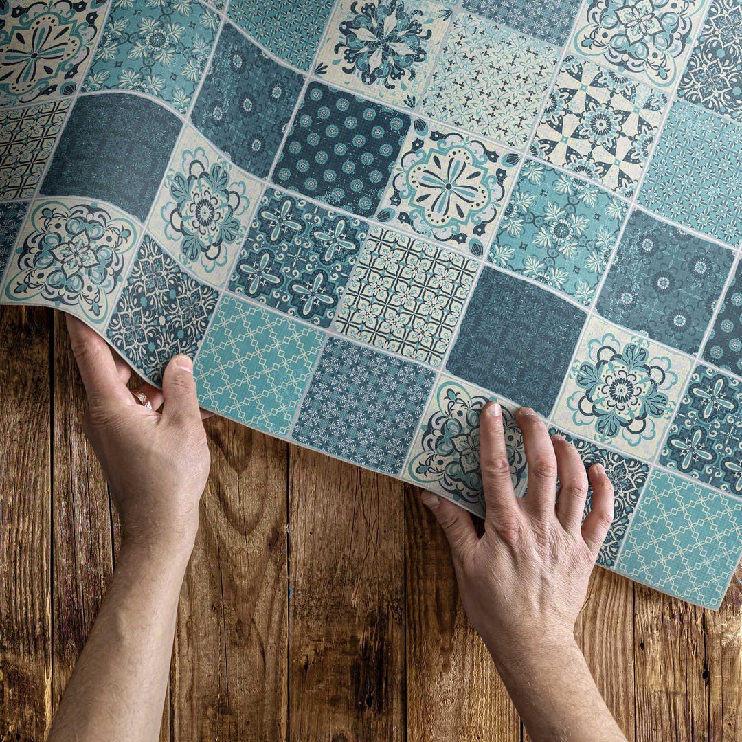 Patterned Mosaic Decorative Tiles Area Rug, Tiles and Tiles Vinyl ...
